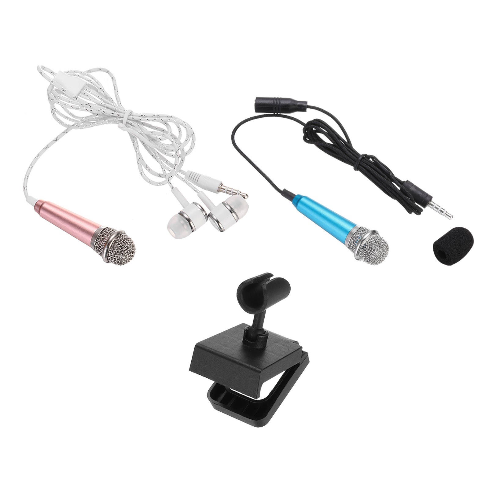 2Pcs Mini Microphone Tiny Microphone for Phone Rose Gold, Blue