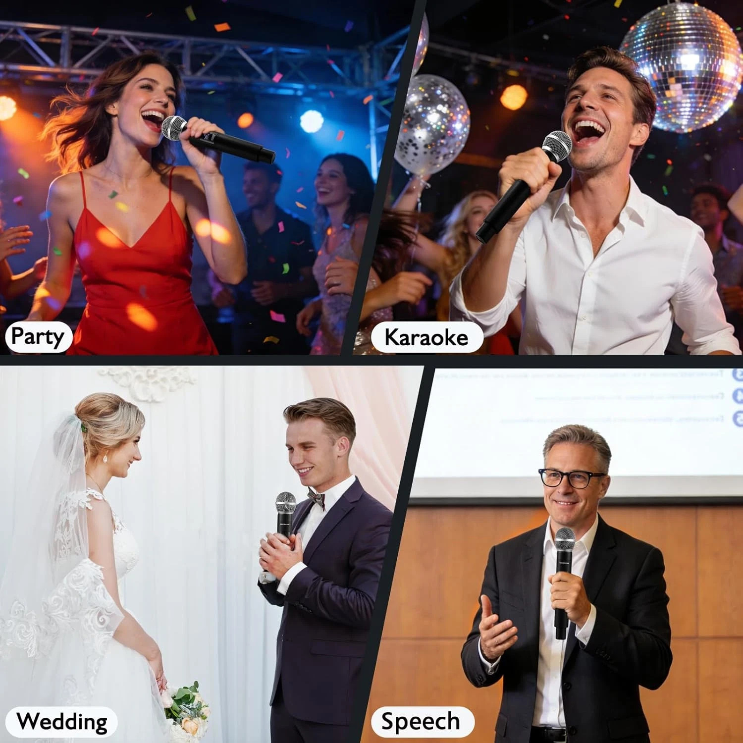Upgraded 2.4GHz Wireless Microphone System for Karaoke, DJ & Church Events