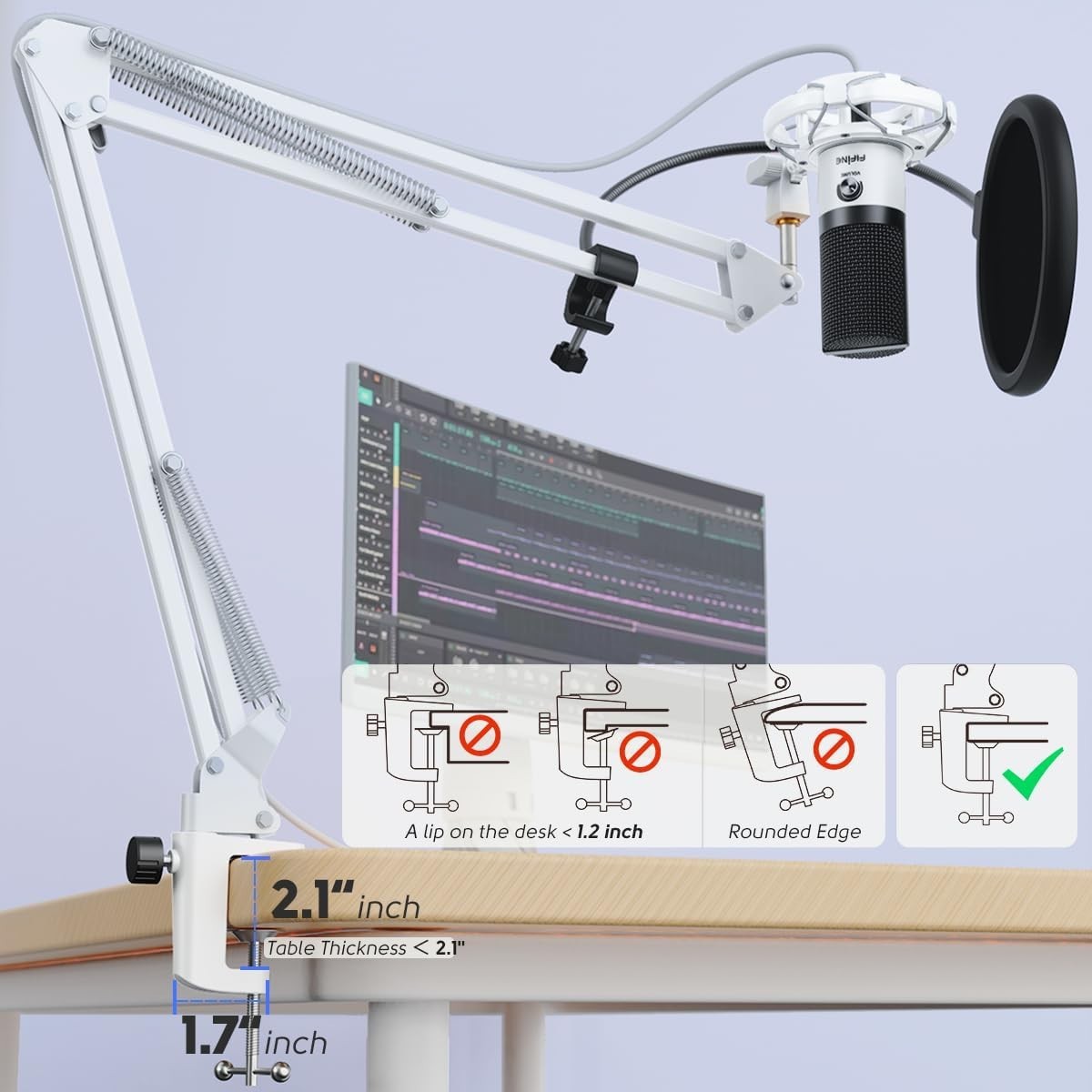 Versatile Podcast Microphone Kit with Adjustable Boom Arm for Home Studios