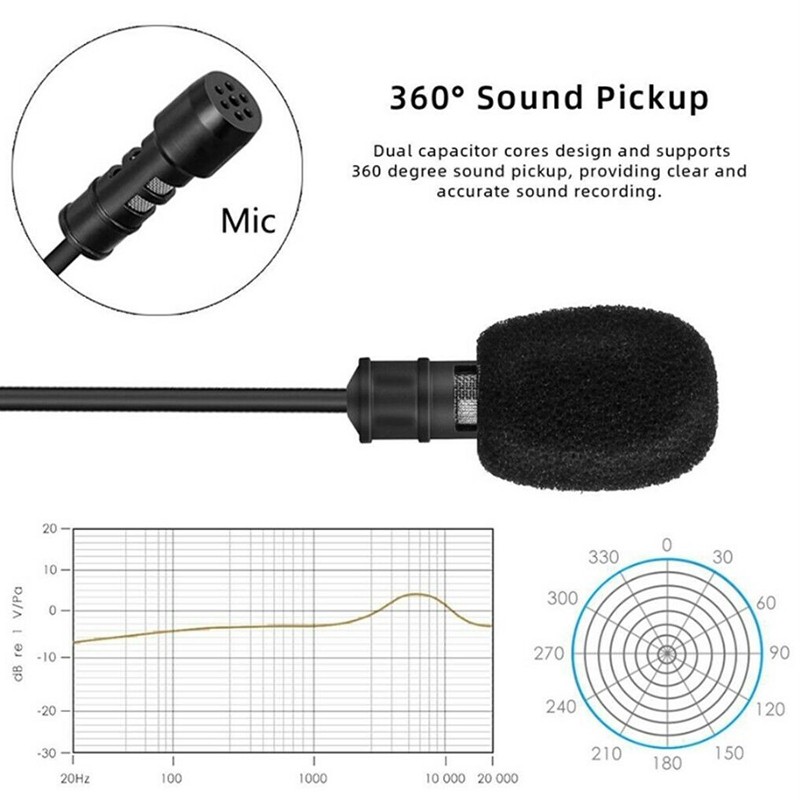Universal Clip Lavalier Microphone Computer Condenser Mic For Camera Cell Phone