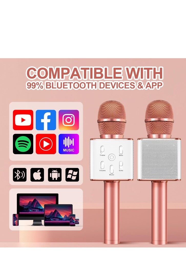 Mockins Portable Wireless Bluetooth KARAOKE MICROPHONE Black Holiday Gift kids