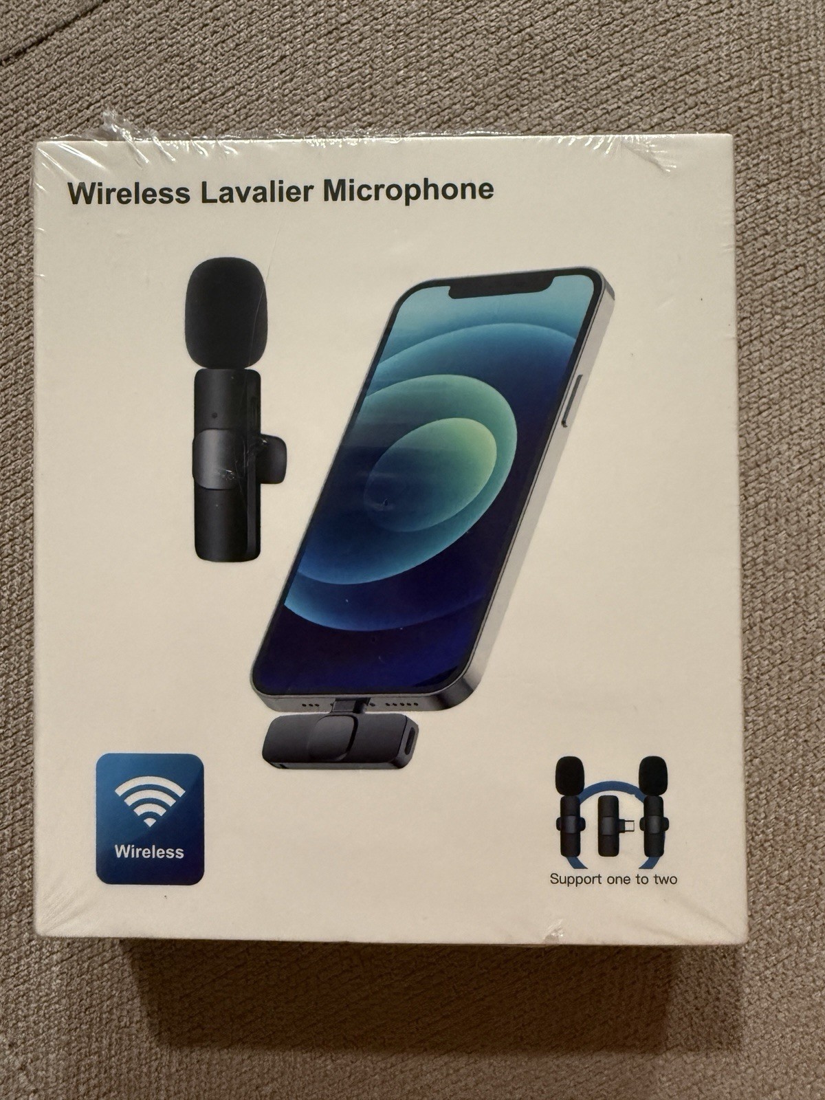 2 Packs Wireless Lavalier Microphone Audio Video Recording Mini for iPhone iPad