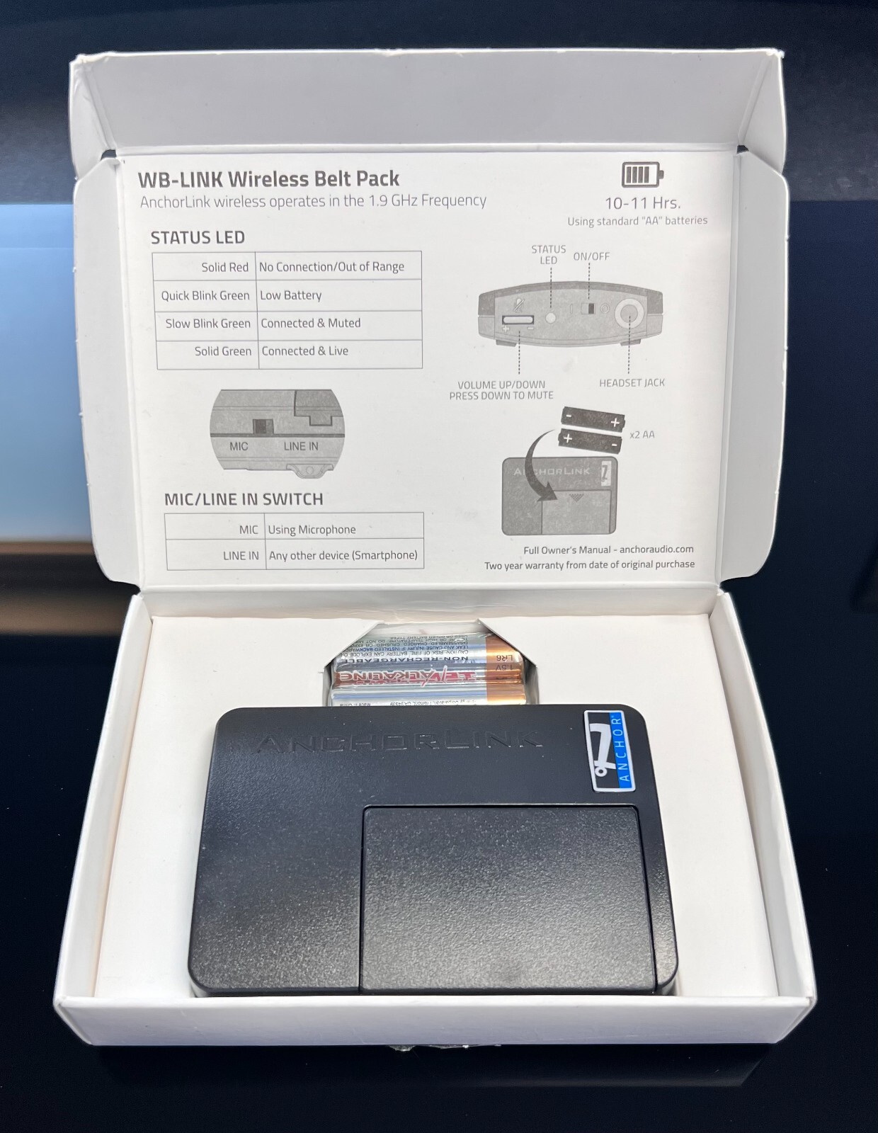 Anchor Audio WB-LINK Wireless Bodypack Transmitter (1.9 GHz) NEW!!