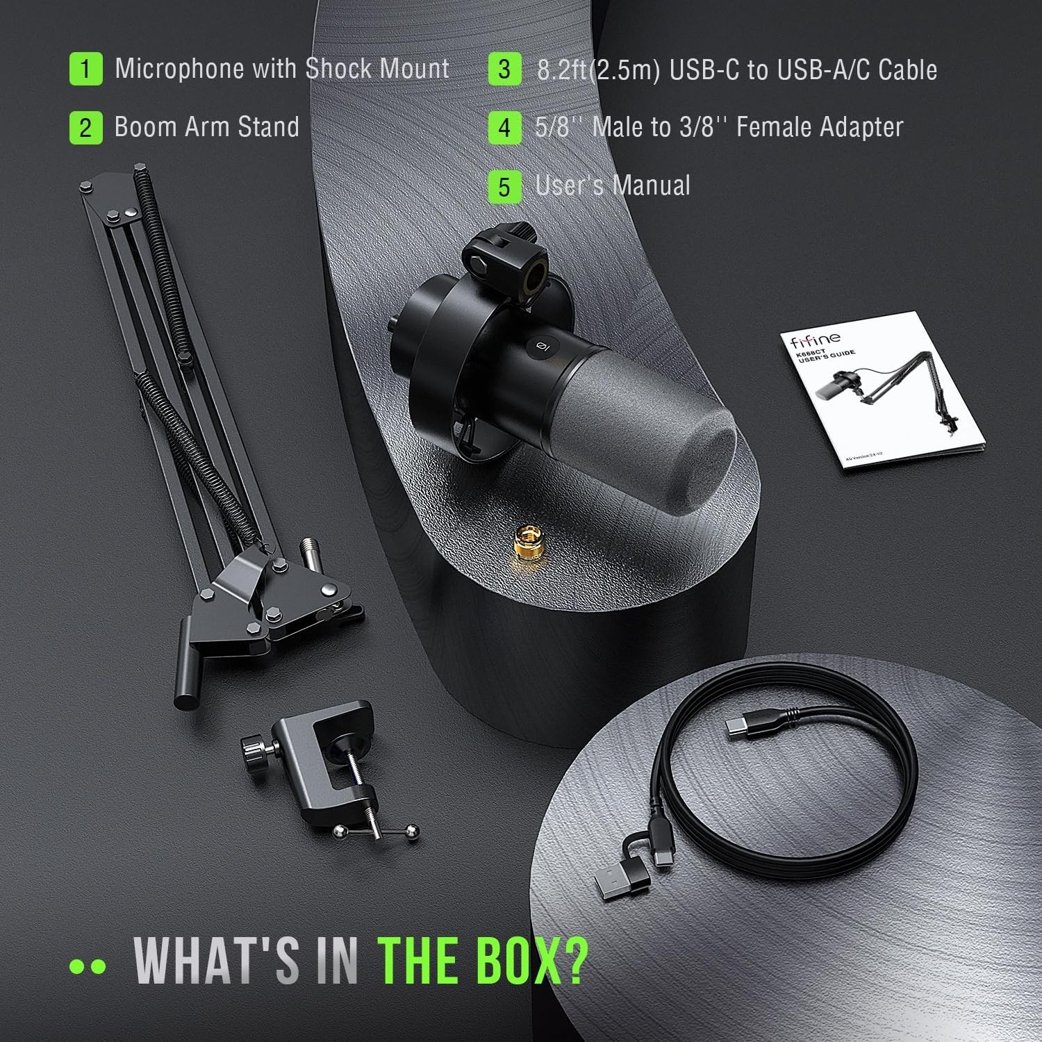 K688 Podcast Microphone Kit, USB/XLR Dynamic Microphone with Boom Arm for PC/XLR