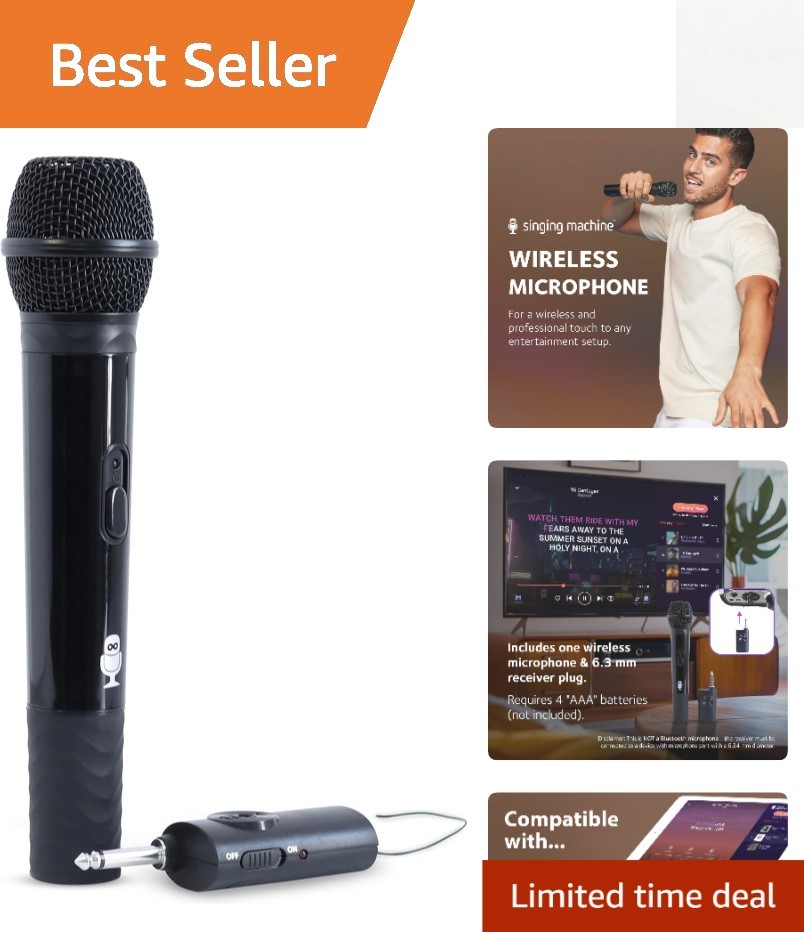 Wireless Microphone for Karaoke – UHF Unidirectional Mic, 9.7”
