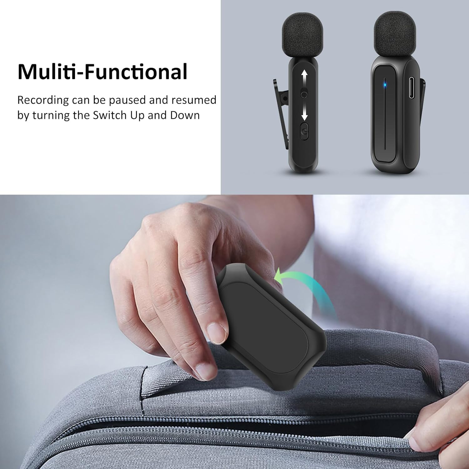 2 Pcs Wireless Lavalier Microphone for Iphone Ipad Android with Charging Case 7H