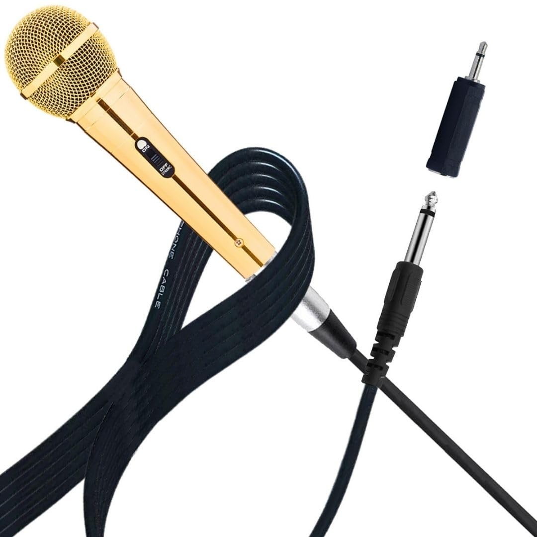 RhymKawa Sparkle Gold Dynamic Vocal Microphone with 10-FT XLR Cable