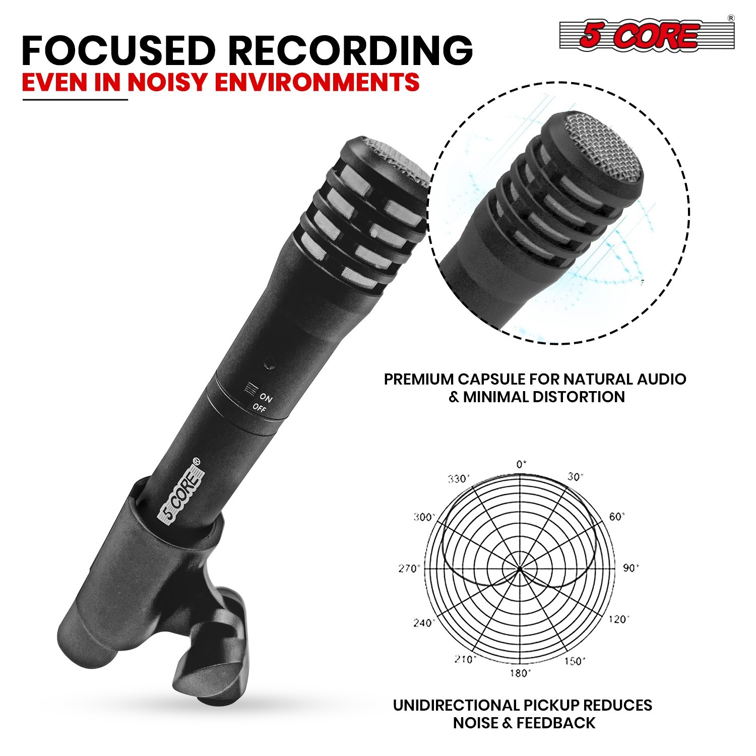 5Core Instrument Microphone Professional Cardioid Uni Directional Pickup