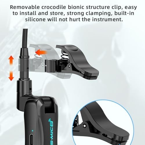 Wireless Clip-On Microphone System for Saxophone, Trumpet, Trombone & Flute – Un