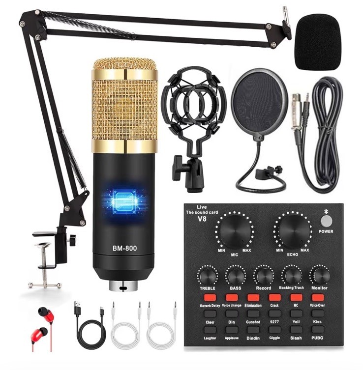 Podcast Starter Set. Mic Is NOT Gold! Its All Black. Never Used Or Tried.