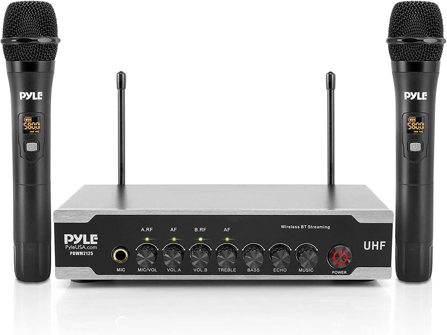 Portable Uhf Wireless Microphone System – Battery Operated Dual Bluetooth Cordle