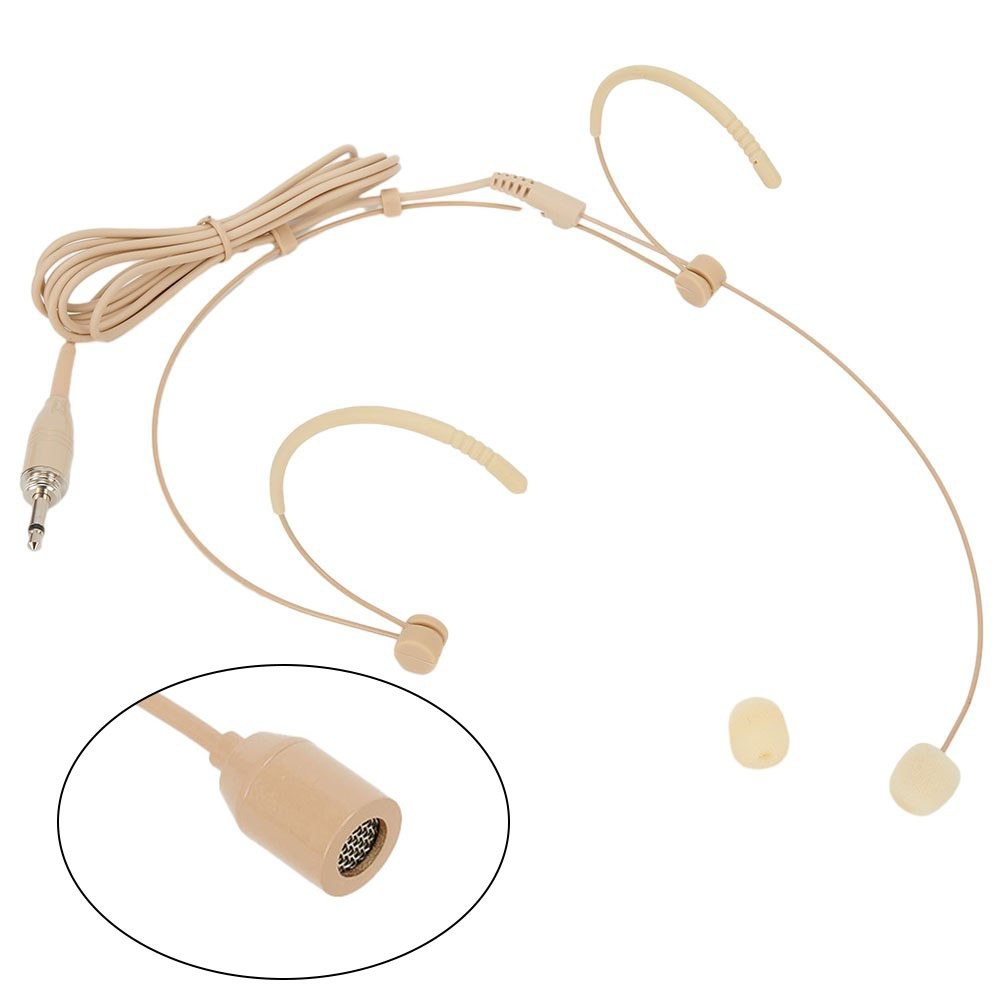 Beige Double Earhook Headset Mic Headworn Microphone 3.5mm 3 Pin 4 Pin XLR New
