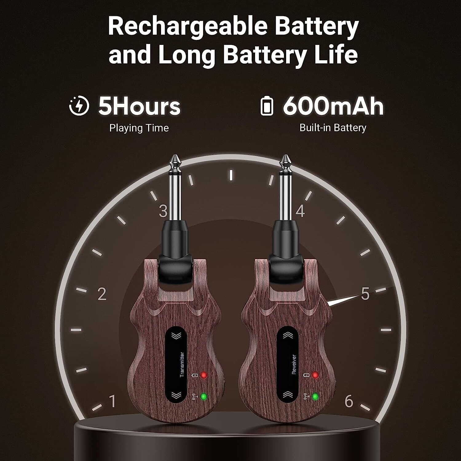 Sistema Inalambrico Para Guitarra Receptor De Transmisor Audio Recargable 4 Cana