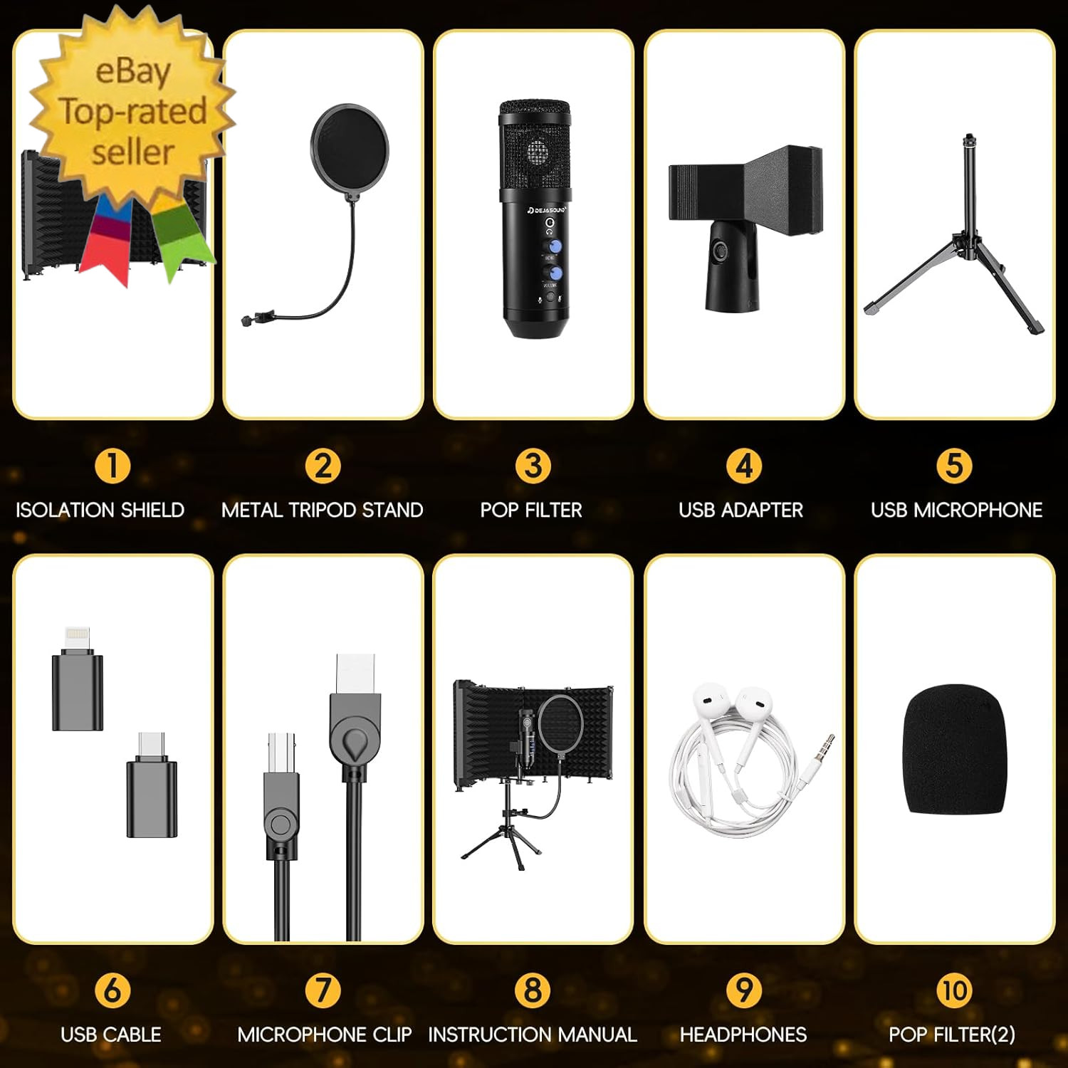 Upgraded Studio Recording Microphone with Isolation Shield & Pop Filter – Music