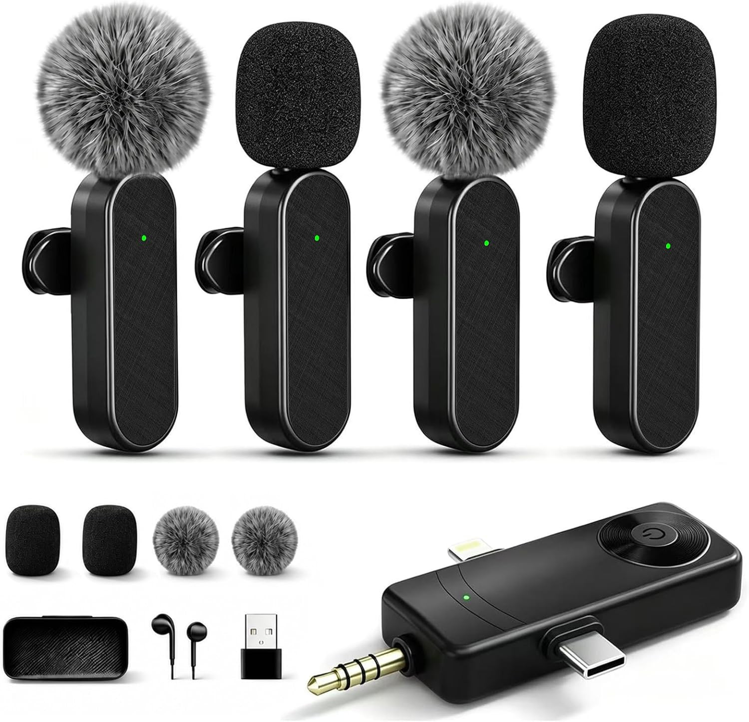 Wireless Lavalier Microphones Compatible for Iphone, Android Phone, Camera