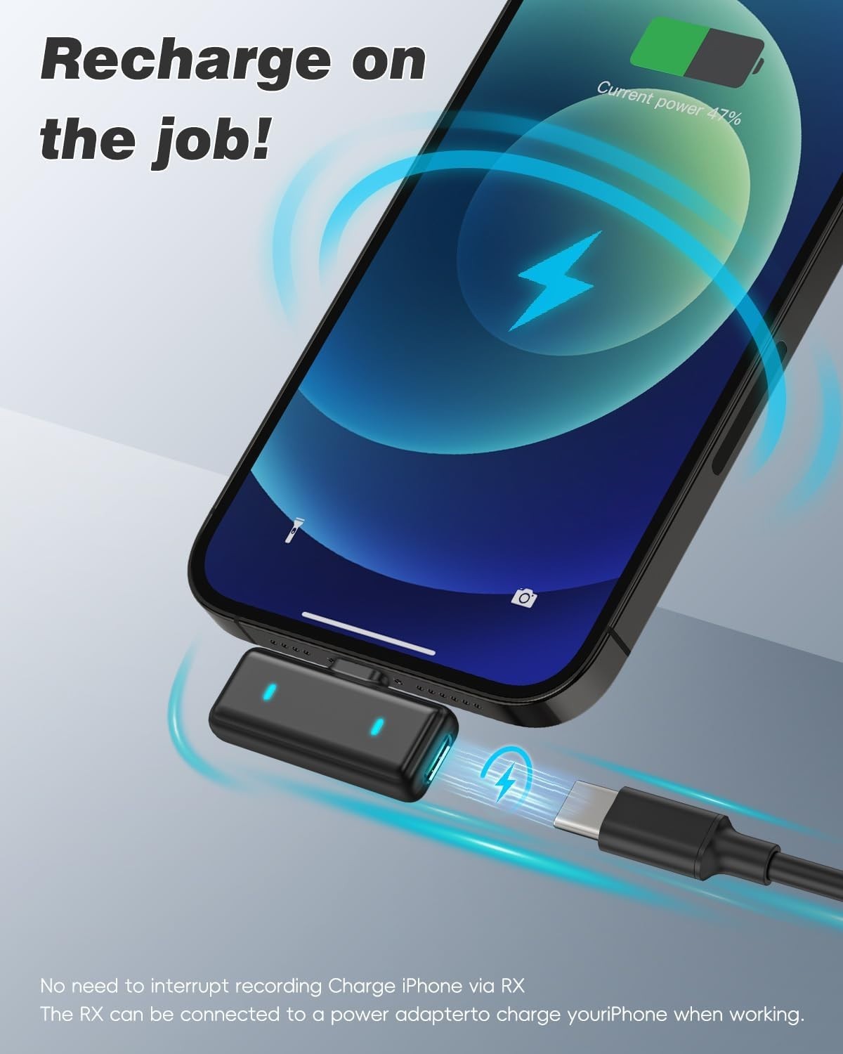 Wireless Lavalier Microphone for iPhone/Android with Type-C Plug, 48KHz