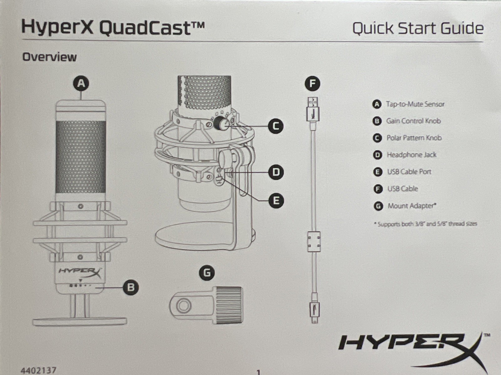 HYPER X QUADCAST STANDALONE MICROPHONE AUTONOME