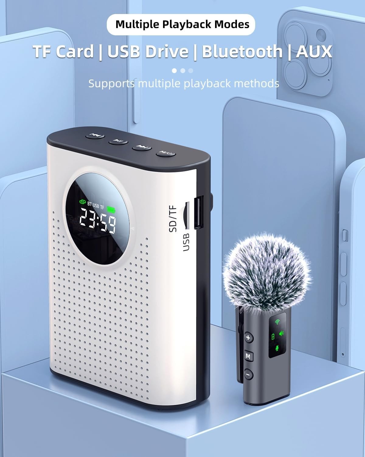 S67 Voice Amplifier Wireless Microphone for Teachers Classroom Rechargeable, …