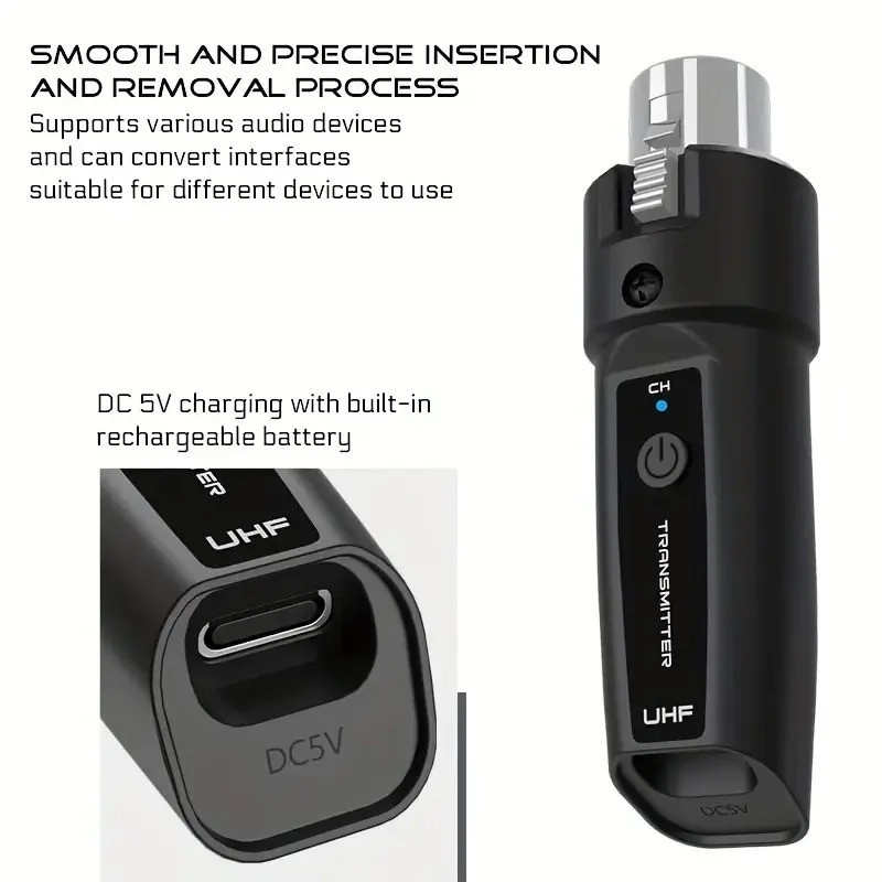 Wired to Wireless Microphone System Converter Transmitter Receiver For Dynamic M