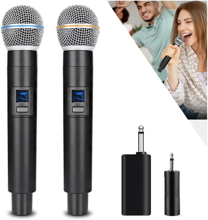 2.4G Wireless Microphone,Dual Microphones for Karaoke, Wireless Dynamic Micropho