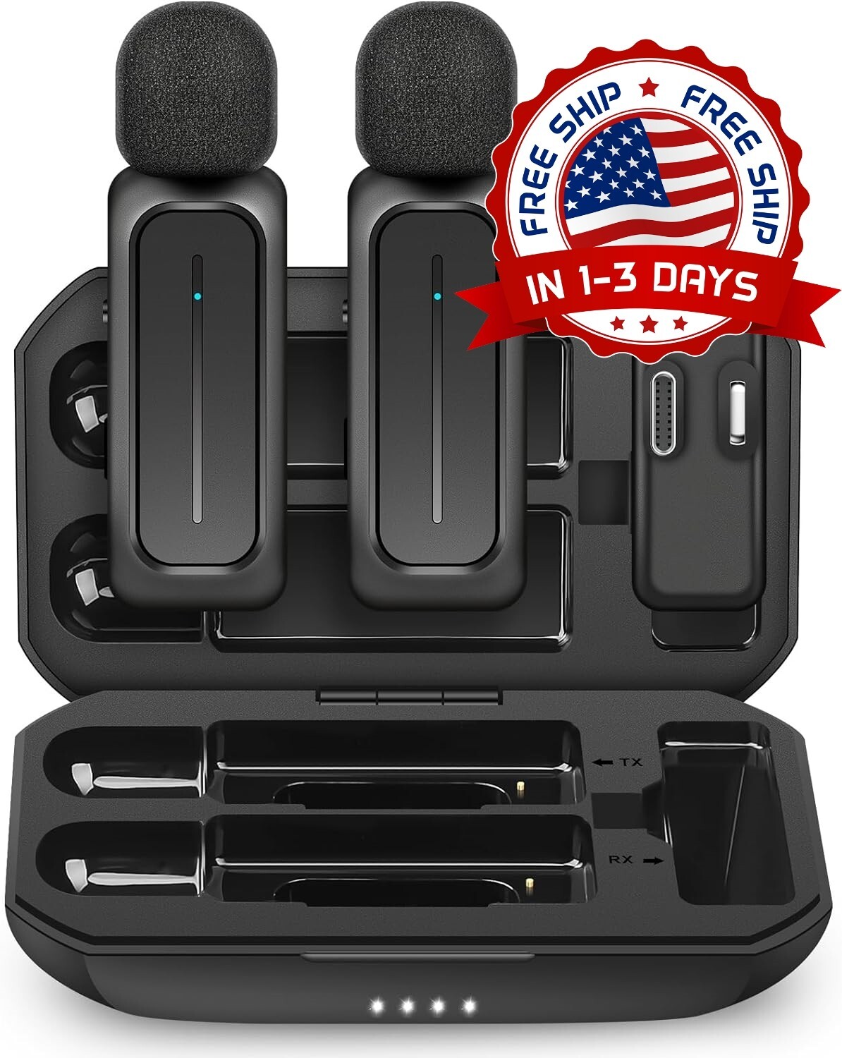 Microfono Mini Inalambrico Para Celular Camara Solapa Con Estuche De Carga 2 Mic