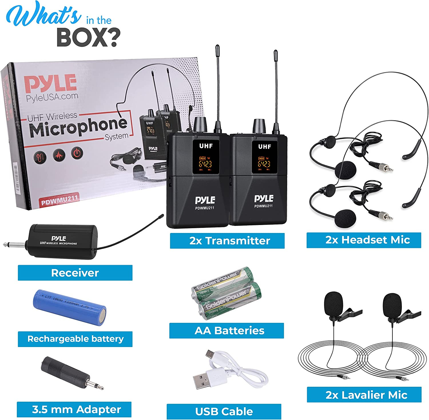 Dual UHF Microphone System – Professional Cordless Microphone Wireless Mic Kit