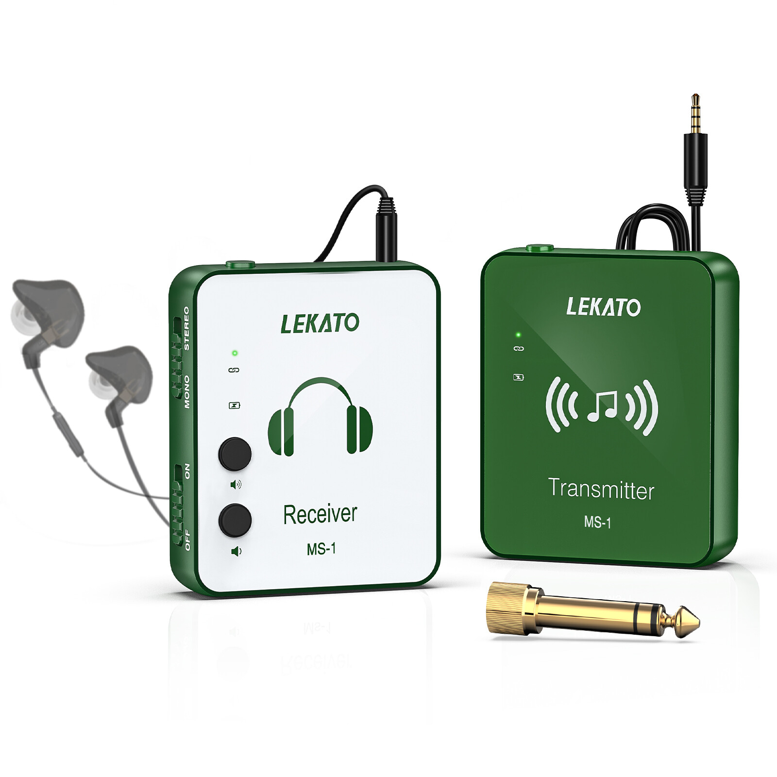 LEKATO Wireless 2.4G Guitar Transmitter Receiver Earphone Monitor System 30M