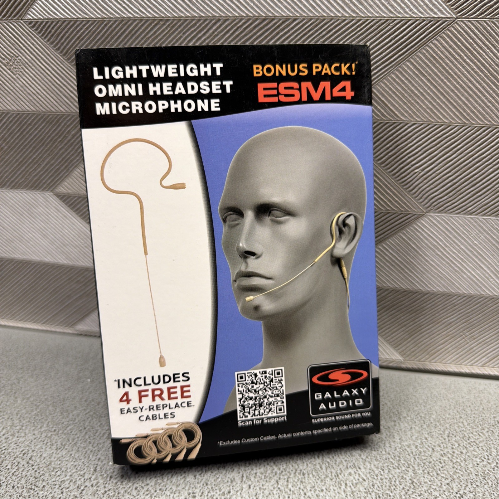 Galaxy Audio ESM4 Single Ear Headset Microphone With 4 Mixed Cables Beige