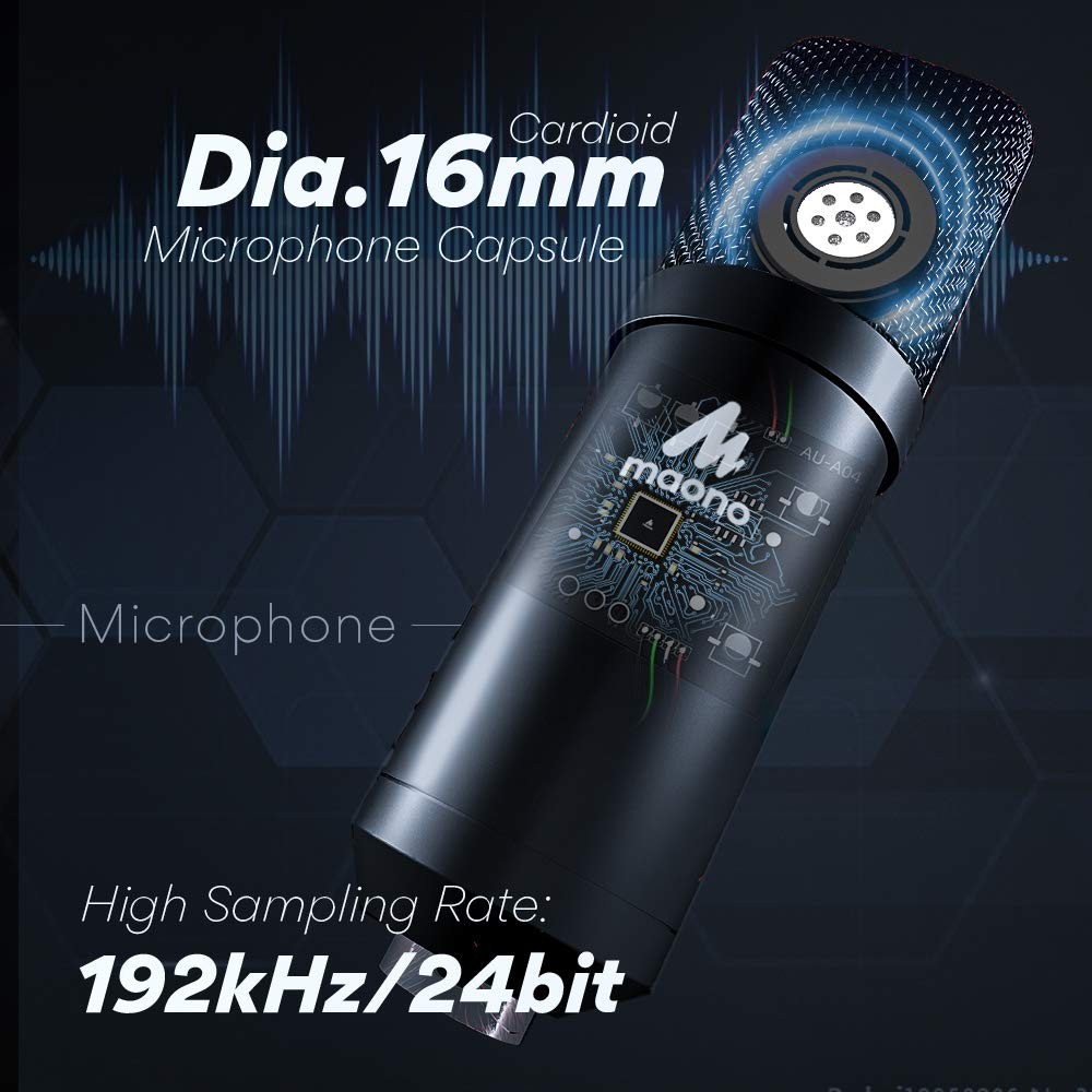 Microphone & Headphone Set 192kHz/24bit Condenser Mic for Podcast, Gaming, St…