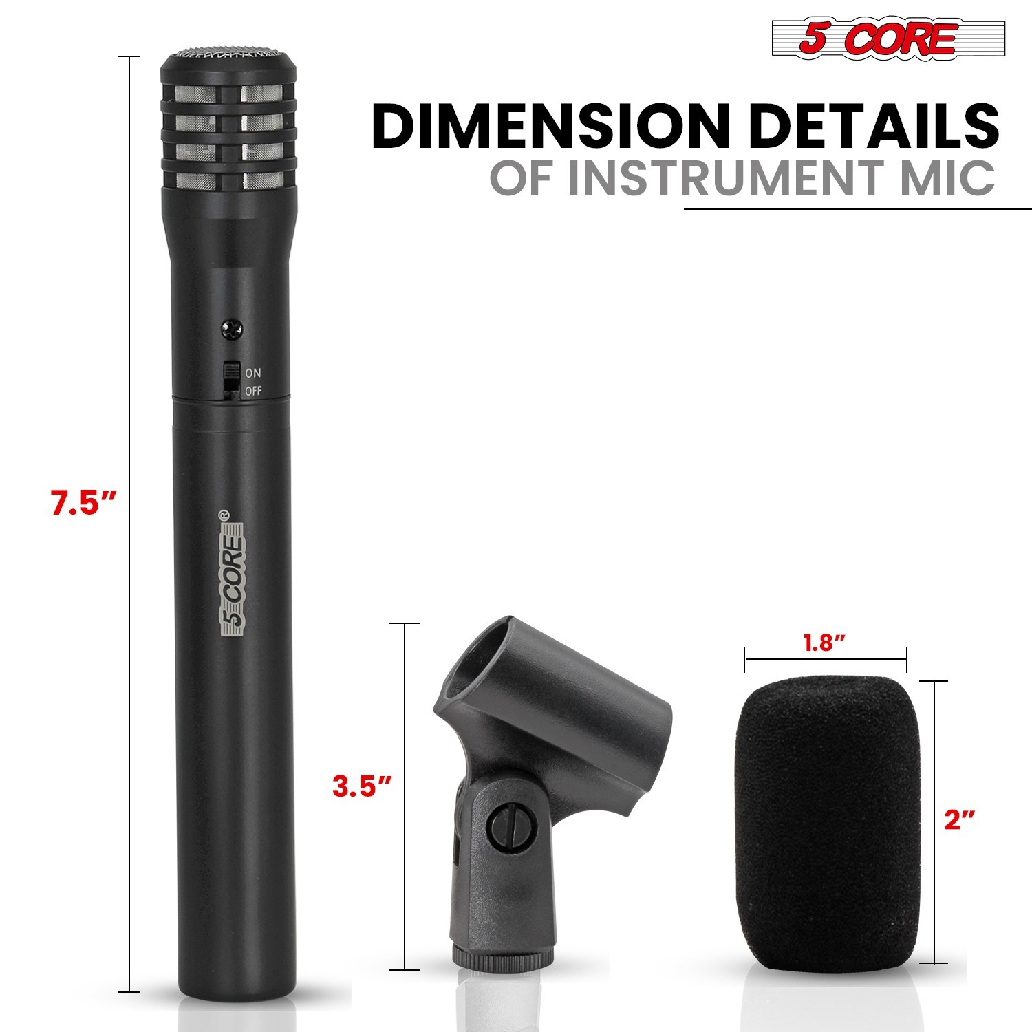 5Core Instrument Microphone Professional Cardioid Uni Directional Pickup