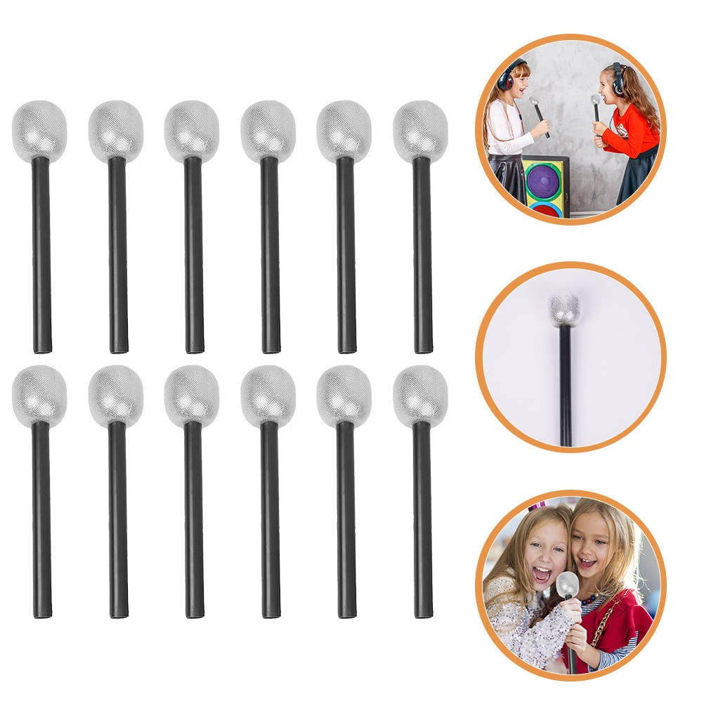 12pcs Fake Microphone Toy Microphone Kids Karaoke Prop Stage Performance Prop