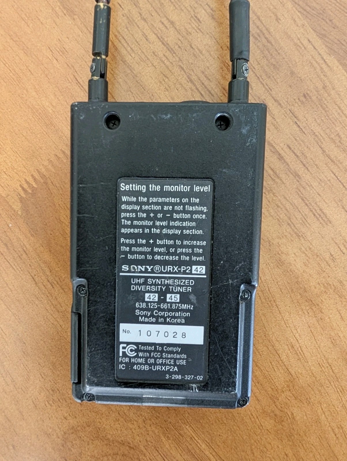 Sony URX-P2 UHF Wireless Receiver Tuner 638-661MHz Band 42/45 UWP Series
