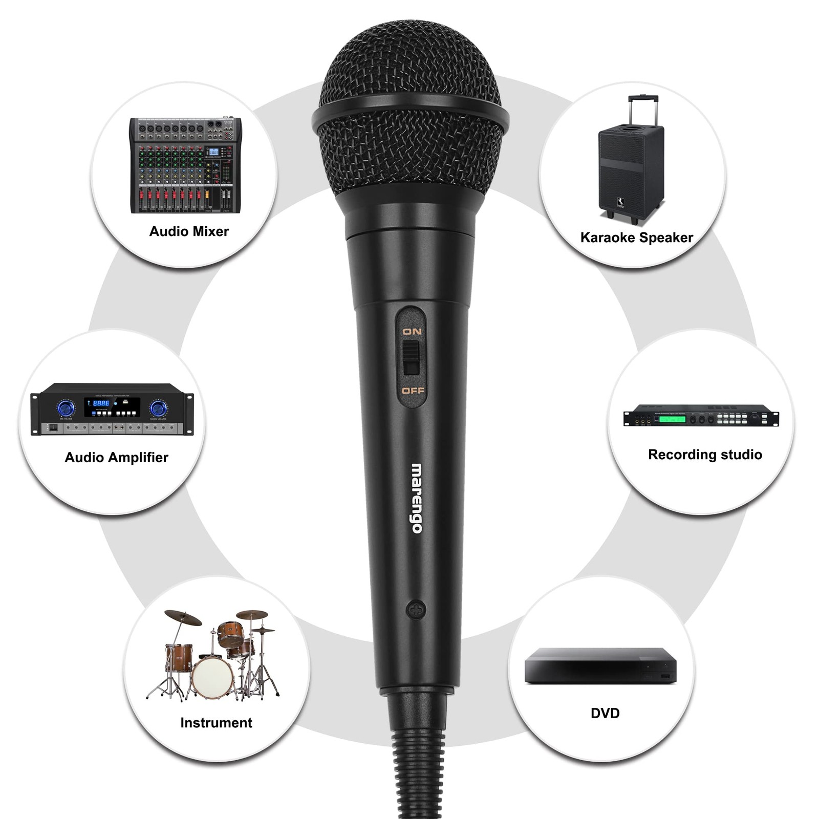 Wired Cardioid Dynamic Vocal Microphone with 13ft Cable and On/Off Switch