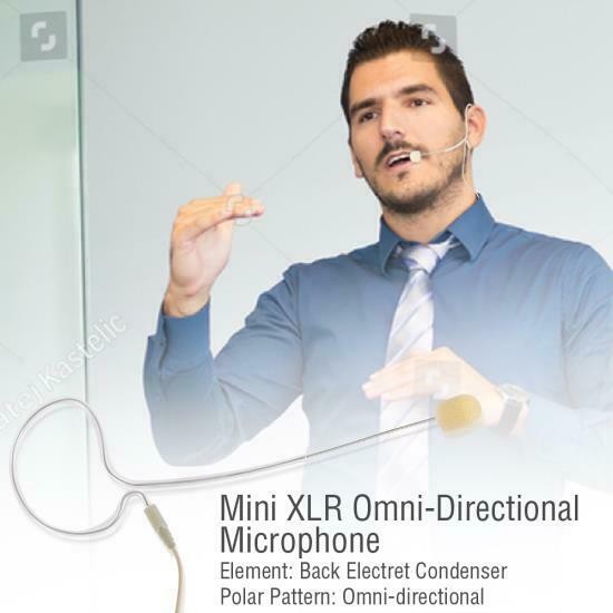 Beige Single Earhook Headset mini XLR Microphone for Shure Wireless-TA4F 4pin