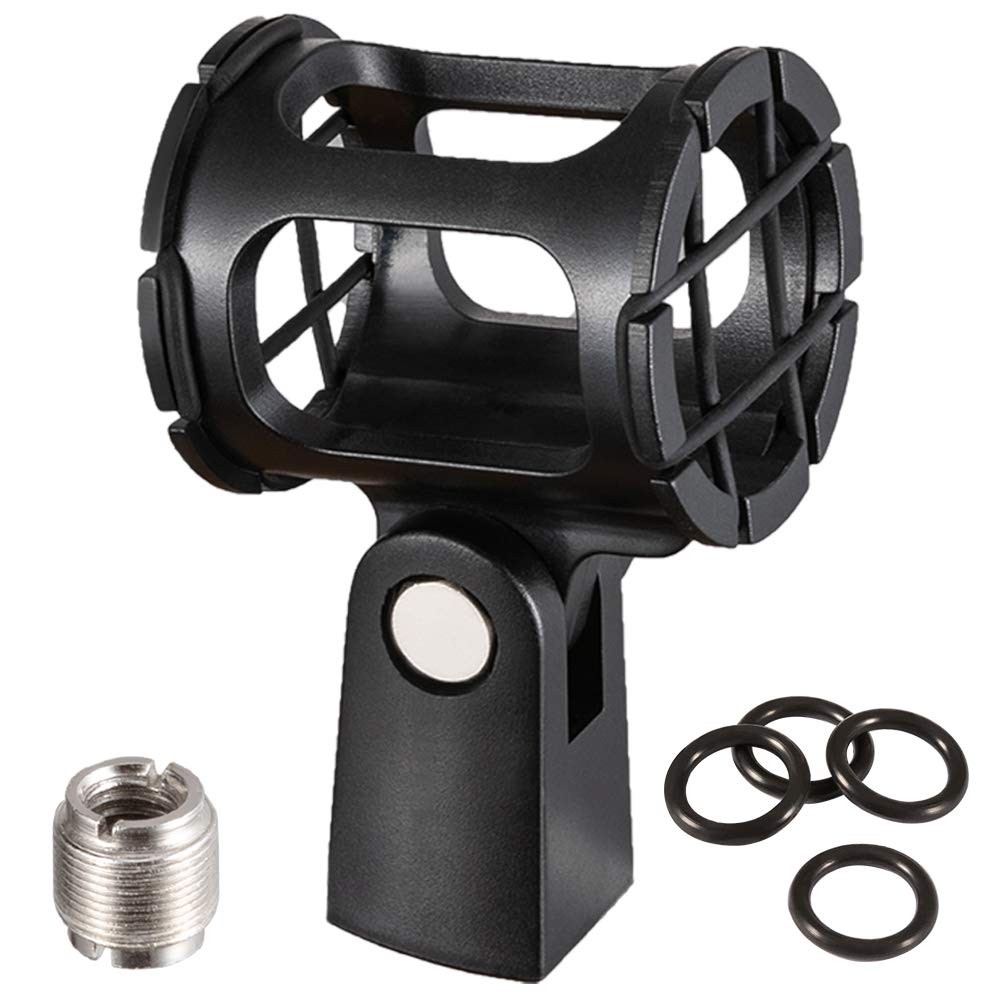 LYRCRO Microphone Shock Mount Holder Clip Mic 0.709 to 0.984 inches, Black