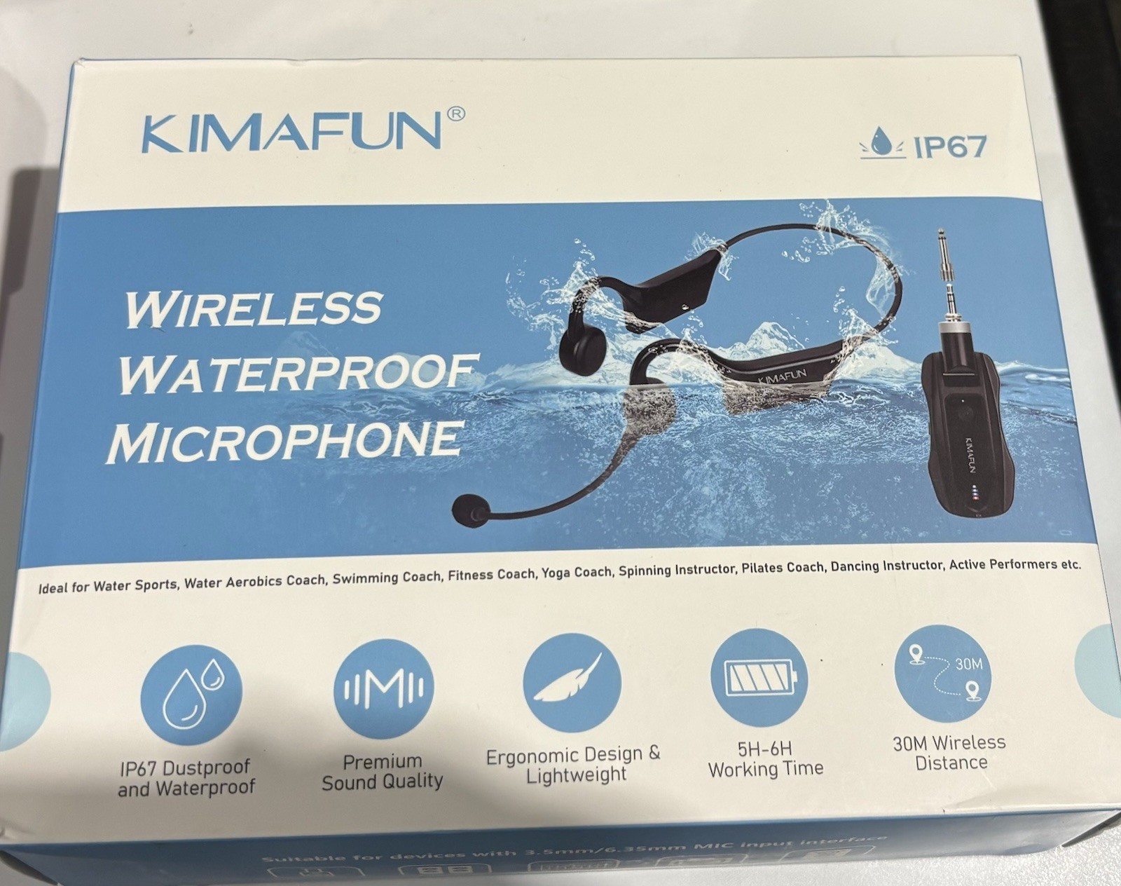 KM-GWP91 2.4G Fitness Headset Wireless Microphone IP67 Waterproof Sweatproof