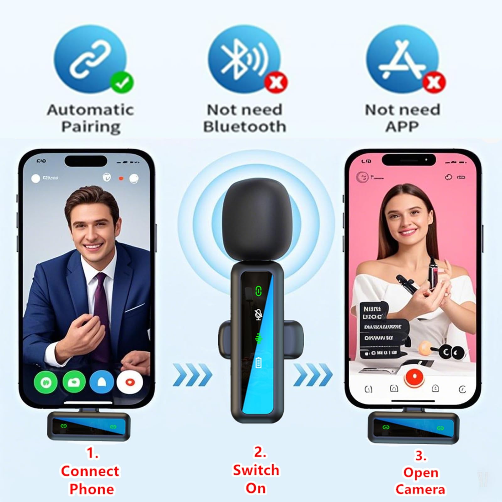 Wireless Mini Lavalier Microphone for Phone and Computer