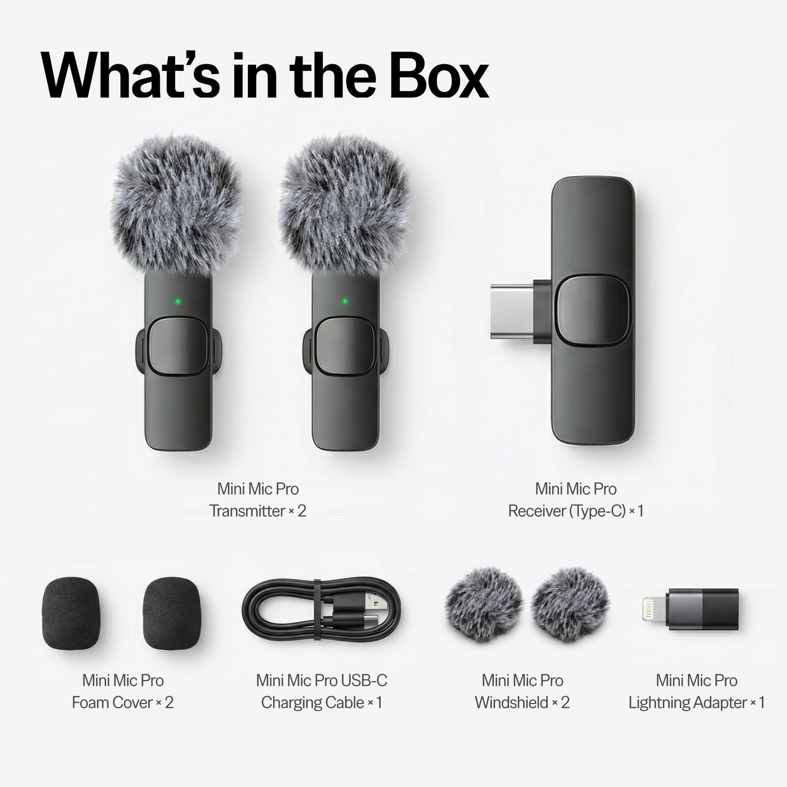 Mini Mic Pro (Latest Model) Small, All iPhones & Androids (USB-C + Lightning)