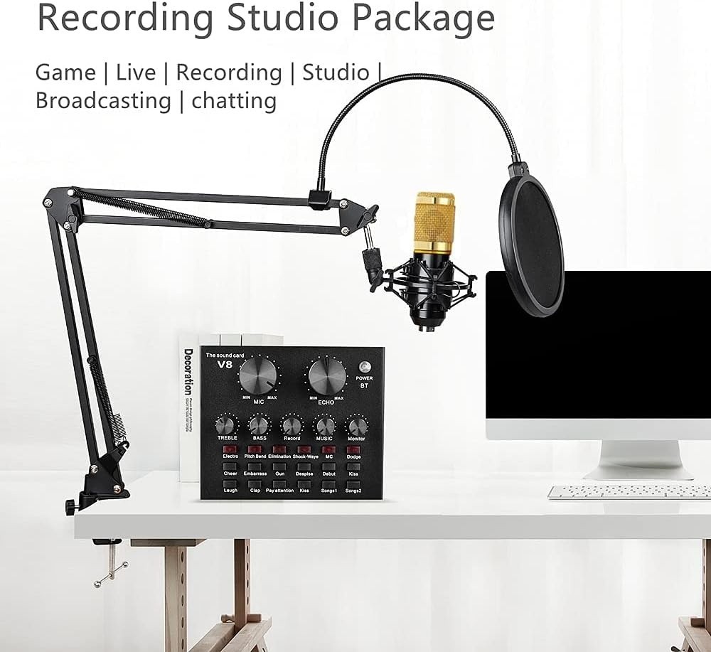 Podcast Equipment Bundle, BM-800 Recording Studio Package with Voice Changer, Li