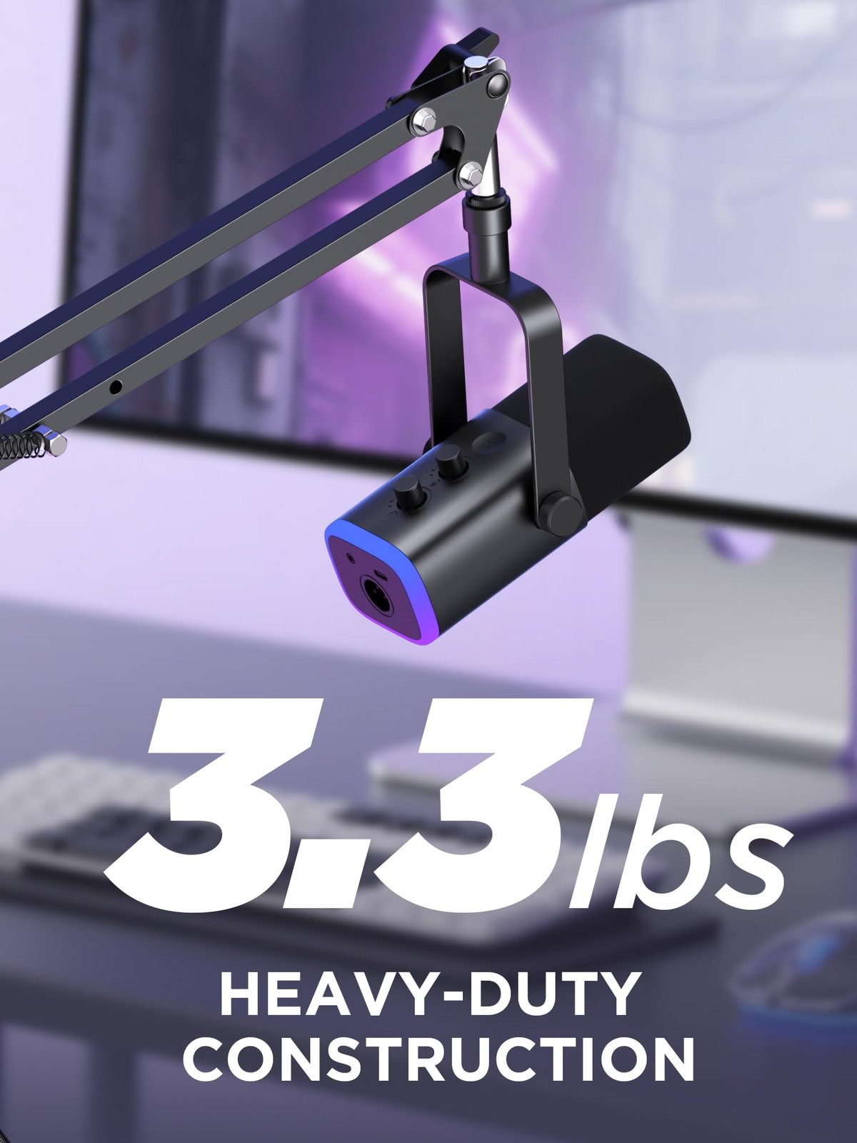 Boom Arm Microphone Mic Stand for Blue Yeti HyperX QuadCast SoloCast Snowball…