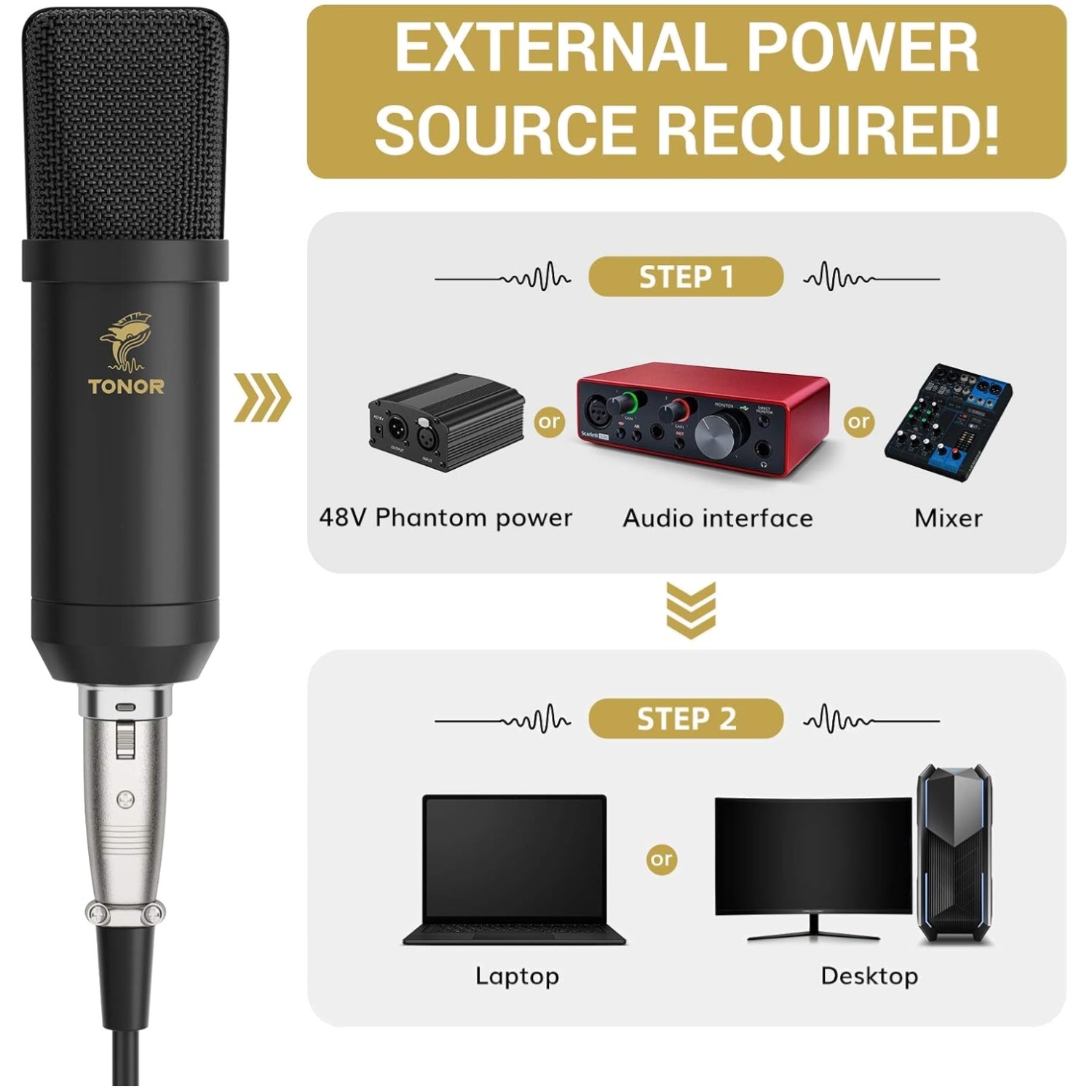 Professional XLR Condenser Microphone Kit with T20 Boom Arm