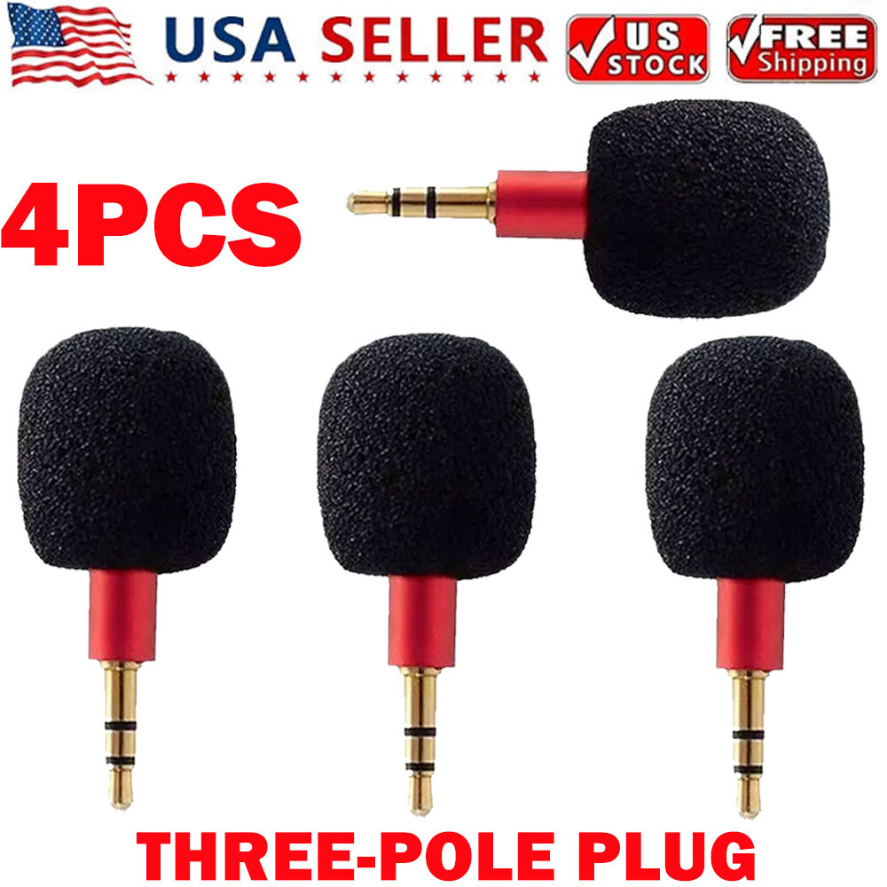 4x Red Mini 3.5mm Jack Stereo Voice Mic Microphones Three Pole For Recorder NEW