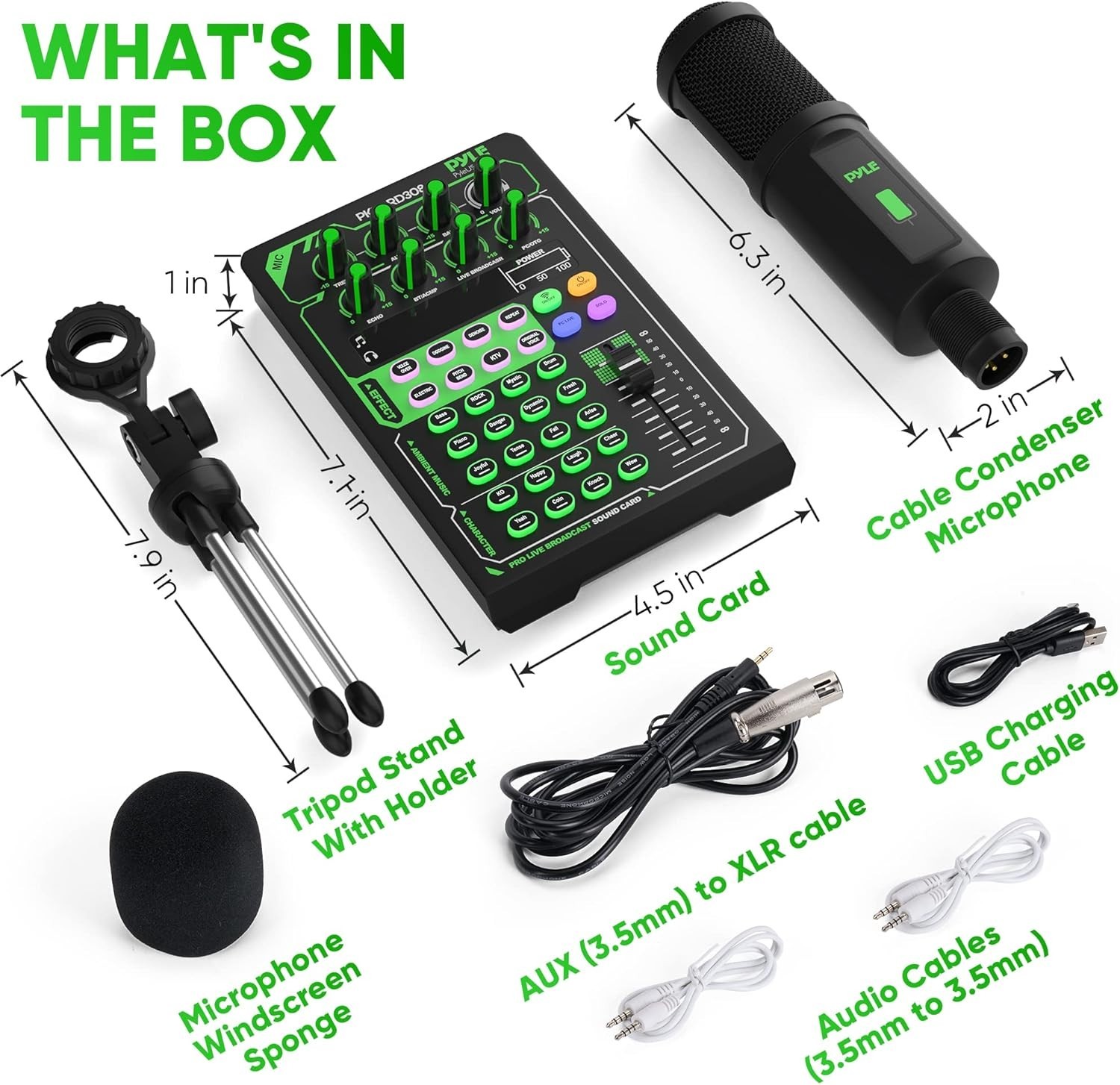 PylePro PKSCRD308 Compact Pro Live Broadcast Sound Card & Mic Set