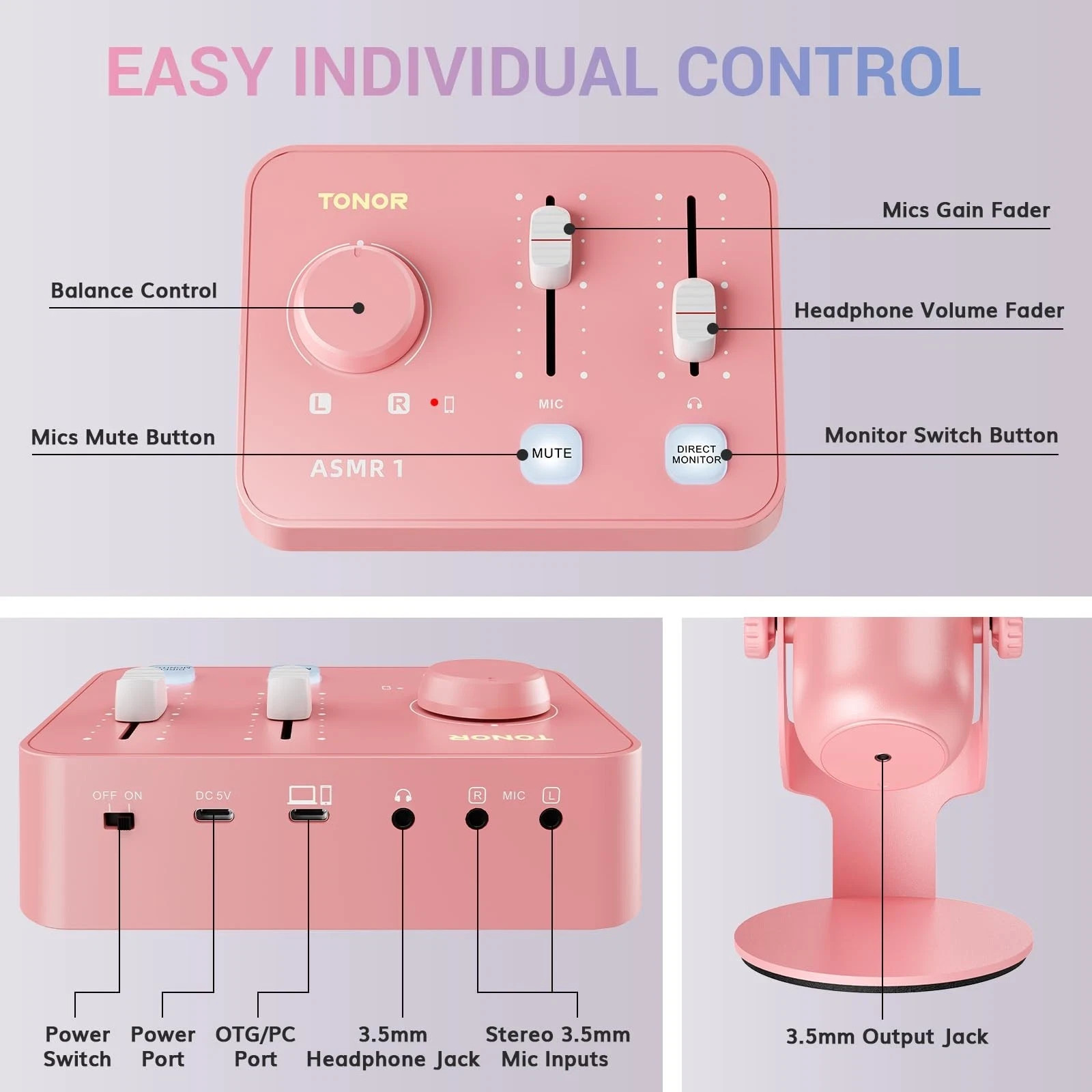 TONOR ASMR Control Audio Interface Replacement, 3D Stereo – Control ONLY