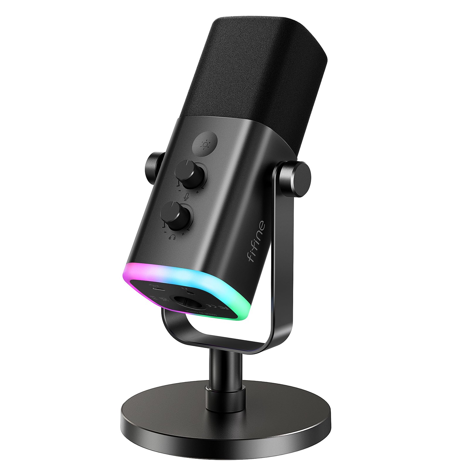 Microfono Dinamico USB Y XLR Con Luces RGB Y Soporte Para Cantar De Lujo