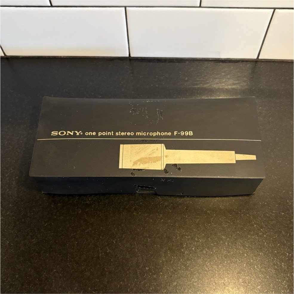 Sony F-99B One-Point Stereo Dynamic Microphone in Original Box w/Desktop Stand