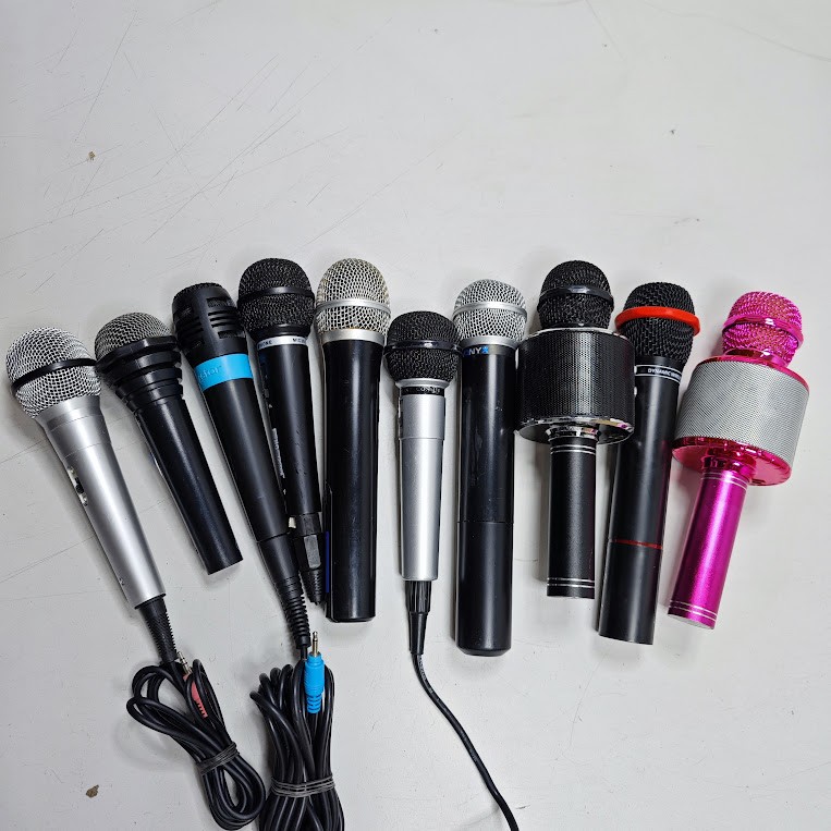 Lot of 10 Assorted Microphones – Untested, Various Models, No Packaging
