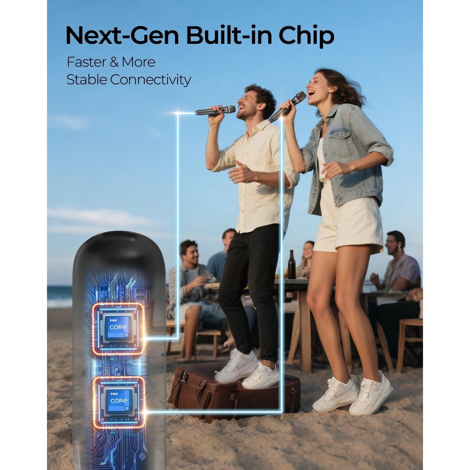 Portable Wireless Microphone with 50H Battery Life for Events and Performances