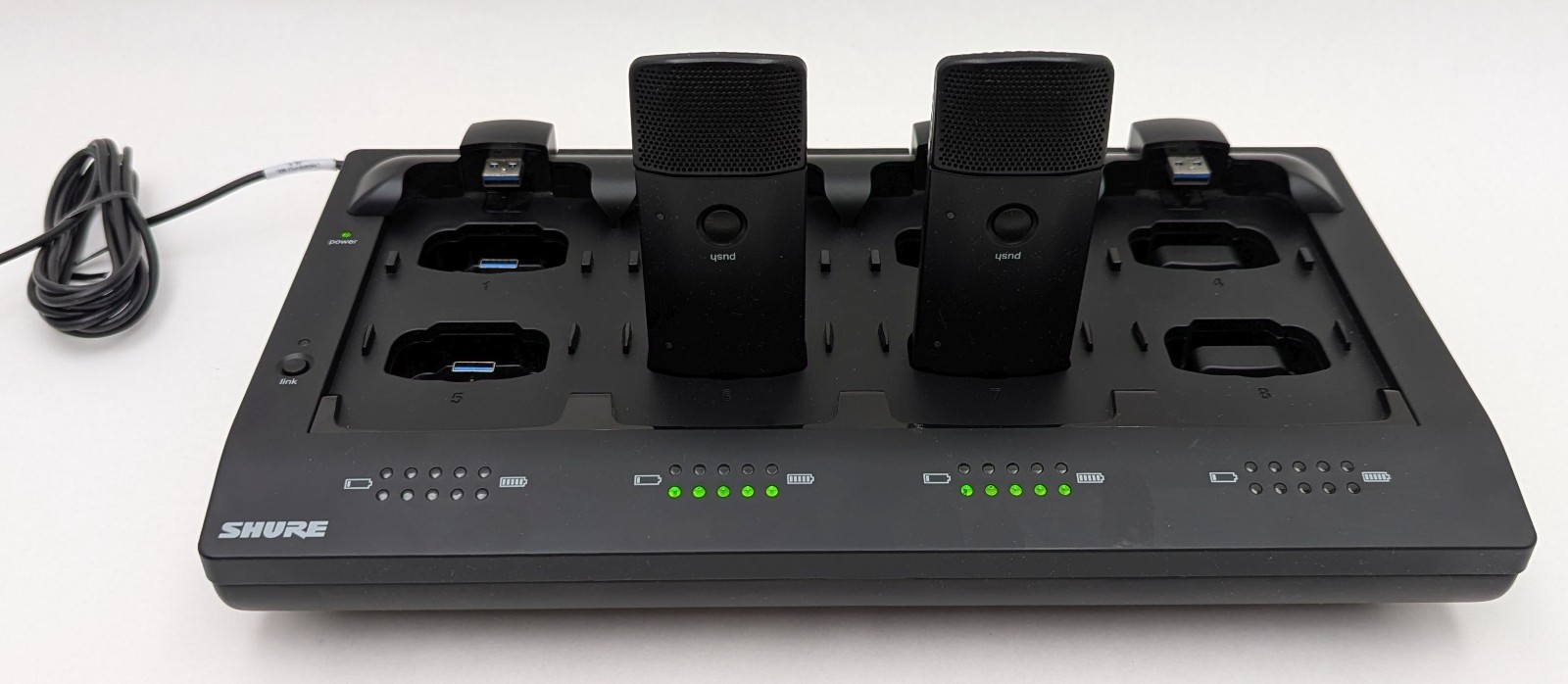 Shure MXWNCS8 8-Port Network Station Dock + 8x MXW6/C Z10 Wireless Transmitters