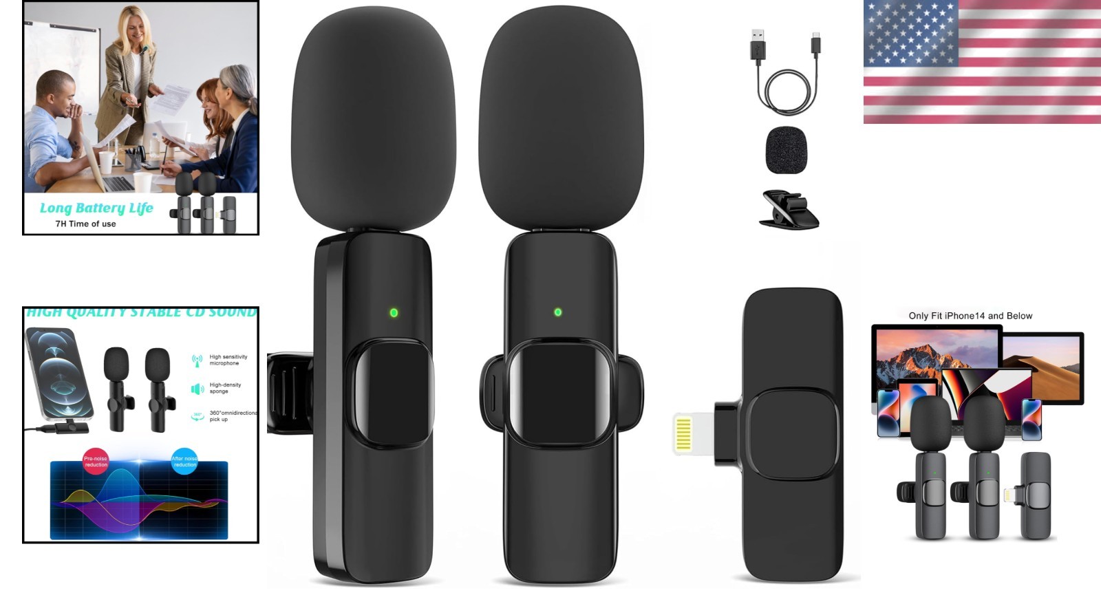 2 Pack Wireless Lav Mic for iPhone with Noise Reduction – Ideal for Streaming